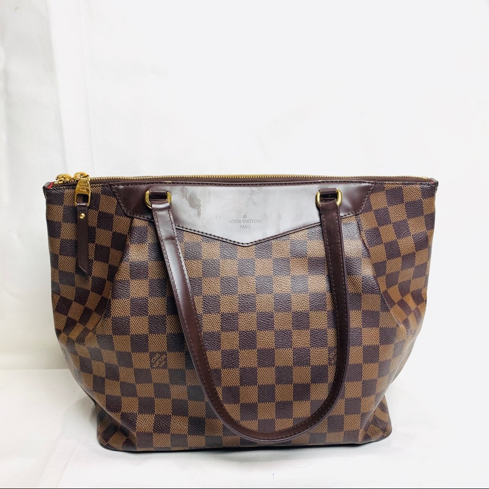 Louis Vuitton Damier Ebene Checkerboard Brown Tote